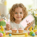 Personalised Cute Rabbit Bunny Initial Fork Spoon Knife 3 Pcs Cutlery Set with Name Back to School Easter Birthday Gift for Boys Girls