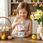 Personalized Cute Rabbit Enamel Cup Ceramic Mug with Name Daily Drinking Easter Gift for Family Boys Girls