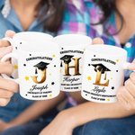 Taza de café de cerámica blanca personalizada con el nombre y el año de graduación Regalo de graduación para graduados