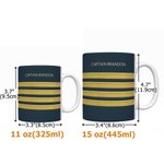 Tazza in ceramica personalizzata Pilot Epaulette Stripe con testo Regalo promozionale di pensionamento per il capitano pilota