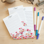 Personalised Birth Flower Notepad with Name Stationery Supplies Teacher's Day Birthday Gift for Family Friend Book Lover