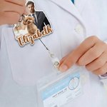 Personalized Photo Design Retractable Acrylic ID Card Badge Reel with Name Appreciation Birthday Gift for Nurse Doctor Medical Staff