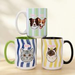 Tasse en céramique à rayures avec nom Cadeau de souvenir pour propriétaire d'animal de compagnie