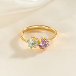 Personalised 1-5 Birthstone Cat Paws Sterling Silver Ring Dainty Jewellery Birthday Holiday Gift for Cat Lovers Pet Owners