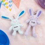 Bunny Hide-and-Seek! - Personalized Stretchable Plush Bunny Keychain & Jumbo Easter Egg Set