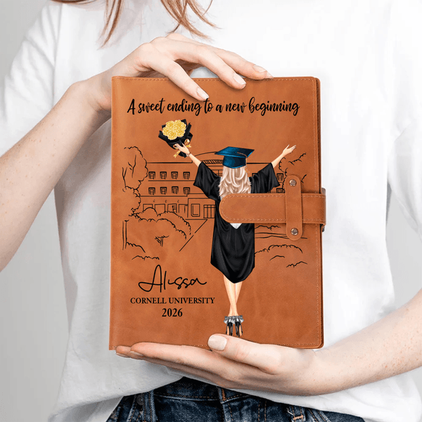 Personlig Graduation Character A5 PU skinnomslag til notatbok med navn og år Fødselsdag Graduation Gave til studenter og nyutdannede