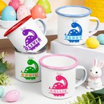 Gepersonaliseerde schattige konijnen oren dinosaurus 12 oz emaille mok met naam paasdag cadeau voor kinderen dinosaurus liefhebbers