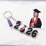 Henkilökohtainen Grad Cap Photo Akryyli Avaimenperä Tupsu luokka 2026 Valmistuminen lahja valmistuneille