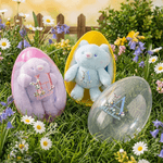 Personalised Cute Rabbit Bunny Initial Fillable Jumbo Easter Egg and Stretchable Plush Bunny Set Easter Birthday Party Favors Gift for Kids