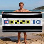 Personalized Nautical Flag Quick Dry Oversized Beach Towel with Name Travel Essentials Birthday Summer Vacation Party Gift for Friends