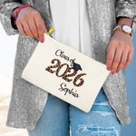Borsa trucco personalizzata con nome del berretto da scapolo Classe 2026 Regalo di laurea
