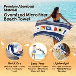 Personalized Nautical Flag Quick Dry Oversized Beach Towel with Name Travel Essentials Birthday Summer Vacation Party Gift for Friends