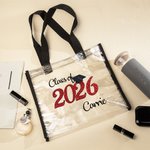 Personalized Class of 2026 Waterproof Clear Tote Bag with Year and Name Graduation Party Gift for Graduates Friends