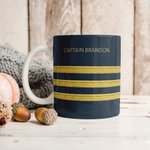 Tazza in ceramica personalizzata Pilot Epaulette Stripe con testo Regalo promozionale di pensionamento per il capitano pilota