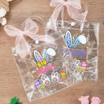 Sacchetto regalo personalizzato con fiocco rosa Orecchie di coniglio trasparente con nome Bomboniere per la festa di Pasqua Regalo per bambini