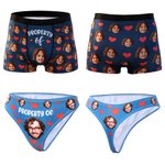 Personalised Multicolour Funny Face Photos Comfortable Couple Thong Boxer Underwear Anniversary Valentine's Day Gift for Him Her