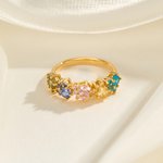 Personalised 1-5 Birthstone Cat Paws Sterling Silver Ring Dainty Jewellery Birthday Holiday Gift for Cat Lovers Pet Owners