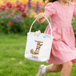 Personalized Cute Bunny Egg Easter Basket with Name and Initial Easter Party Eggs Hunting Gift for Kids