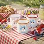 Personalized Cute Rabbit Enamel Cup Ceramic Mug with Name Daily Drinking Easter Gift for Family Boys Girls