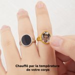 Votre chaleur révèle vos plus beaux souvenirs - Bague en argent sterling personnalisée avec photo deux pierres de naissance et texte