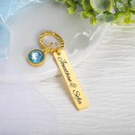 Personalized Blue Crystal Bridal Bouquet Charm with Engraved Text and Card Something Blue Wedding Gift for Bride