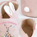 Personalisierter Frohe Ostern Osterkorb mit Hasenohren Schwanz Text und Namen Ostern Party Geschenk für Jungen Mädchen