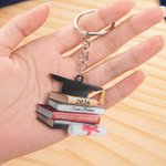 Personalized 3D Effect Graduation Cap Book Keychain Bag Charm with Name and Year Class of 2026 Graduation Gift for Graduates