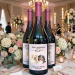 Personalised Watercolour Pet Portrait Wine Bottle Sticker Labels with Text and Date Anniversary Engagement Wedding Party Favors for Newlyweds Couples