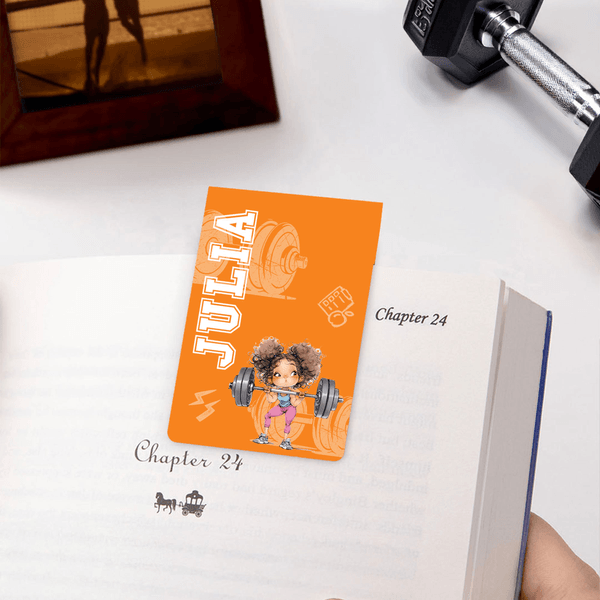 Personalised Fitness Girl Dumbbell Magnetic Bookmark Clip with Name Birthday Gift for Book Lovers Gym Girls