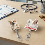 Personalized Photo Design Retractable Acrylic ID Card Badge Reel with Name Appreciation Birthday Gift for Nurse Doctor Medical Staff