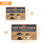 Zerbino antiscivolo personalizzato Keep Door Closed 3D Cartoon Pet con 1-3 nomi Regalo di compleanno per padroni di cani e gatti