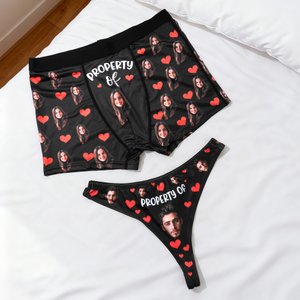 Personalized Multicolour Funny Face Photos Comfortable Couple Thong Boxer Underwear Anniversary Valentine's Day Gift for Him Her