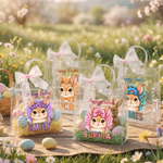 Personlig Happy Easter Cute Bunny Pink Ribbon Påskegavepose med navn Daglig bruk Påskegave til familien Jenter