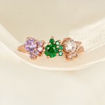 Personalised 1-5 Birthstone Cat Paws Sterling Silver Ring Dainty Jewellery Birthday Holiday Gift for Cat Lovers Pet Owners