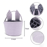 Personalizado lindo conejo de gran capacidad a rayas cesta de Pascua con orejas de conejo inicial y el nombre de los huevos de caza Fiesta de Pascua de regalo para los niños las niñas