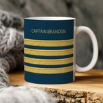 Tazza in ceramica personalizzata Pilot Epaulette Stripe con testo Regalo promozionale di pensionamento per il capitano pilota