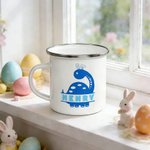 Gepersonaliseerde schattige konijnen oren dinosaurus 12 oz emaille mok met naam paasdag cadeau voor kinderen dinosaurus liefhebbers