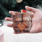Personalised Highland Cow Love Acrylic Ornament with Names Home Decor Valentine's Day Anniversary Gift for Couple