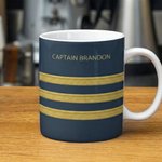 Tazza in ceramica personalizzata Pilot Epaulette Stripe con testo Regalo promozionale di pensionamento per il capitano pilota