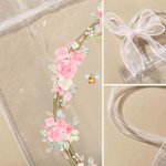 Personalised Beatrix Potter Peter Rabbit Wreath Transparent Tote Bag with Pink Bow and Name Eggs Hunting Party Easter Gift for Boys Girls