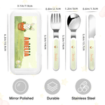 Personalised Cute Bunny Carrot Kid's Fork Spoon Knife 3 Pcs Cutlery Set with Name and Case Back to School Season Birthday Gift for Boys Girls