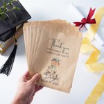 Personalized Cute Grad Cap Teddy Bear Food-Grade Paper Treat Bags Set of 20 Party Favors Graduation Gift for Class of 2026 Graduates