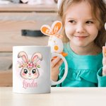 Personalized Cute Rabbit Enamel Cup Ceramic Mug with Name Daily Drinking Easter Gift for Family Boys Girls