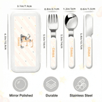 Personalised Cute Rabbit Bunny Initial Fork Spoon Knife 3 Pcs Cutlery Set with Name Back to School Easter Birthday Gift for Boys Girls