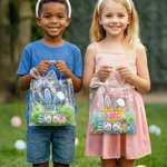 Sacchetto regalo personalizzato con fiocco rosa Orecchie di coniglio trasparente con nome Bomboniere per la festa di Pasqua Regalo per bambini