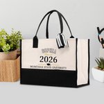 Personalizado Clase de 2026 Graduación Bolsa de lona con forro impermeable Bolso de gran capacidad Regalo de Graduación para Gradutes