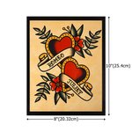 Henkilökohtainen amerikkalainen perinteinen Hearts Tattoo Flash Art tulosta nimi Home Decor syntymäpäivä vuosipäivä lahja pariskunnille