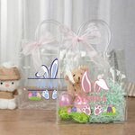 Sacchetto regalo personalizzato con fiocco rosa Orecchie di coniglio trasparente con nome Bomboniere per la festa di Pasqua Regalo per bambini