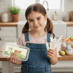 Personalised Cute Bunny Carrot Kid's Fork Spoon Knife 3 Pcs Cutlery Set with Name and Case Back to School Season Birthday Gift for Boys Girls