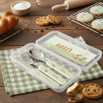 Personalised Cute Bunny Carrot Kid's Fork Spoon Knife 3 Pcs Cutlery Set with Name and Case Back to School Season Birthday Gift for Boys Girls